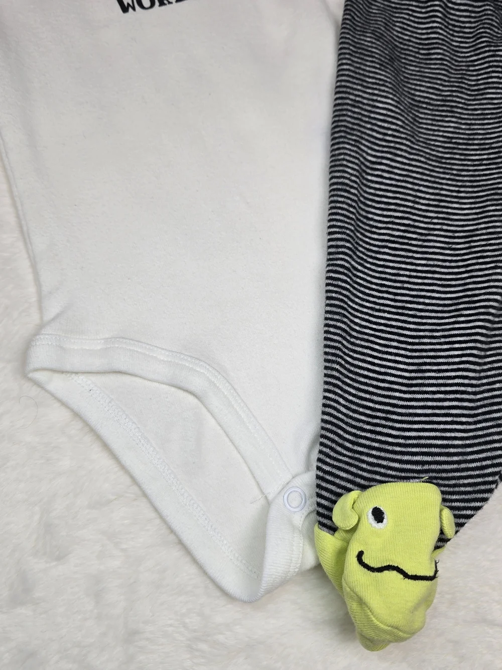 Kids Bundle White Bodysuit and Black-Striped Footed Pants Footies Cotton Alien